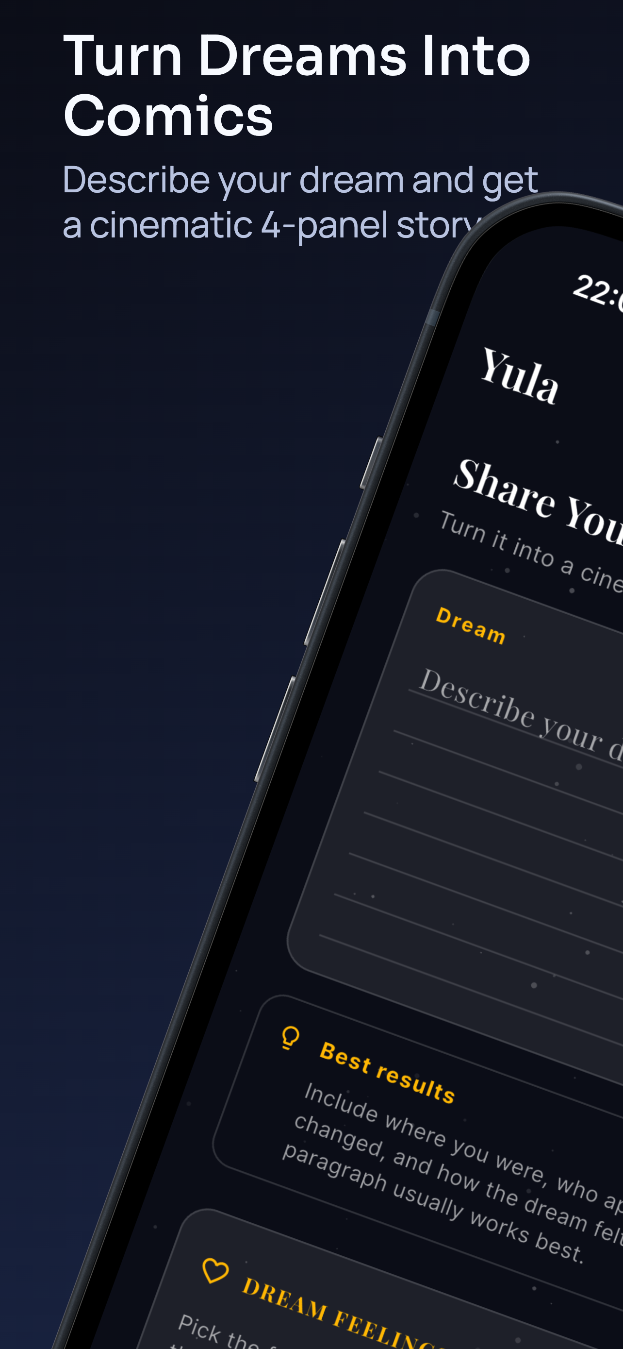 Yula create screen with dream input