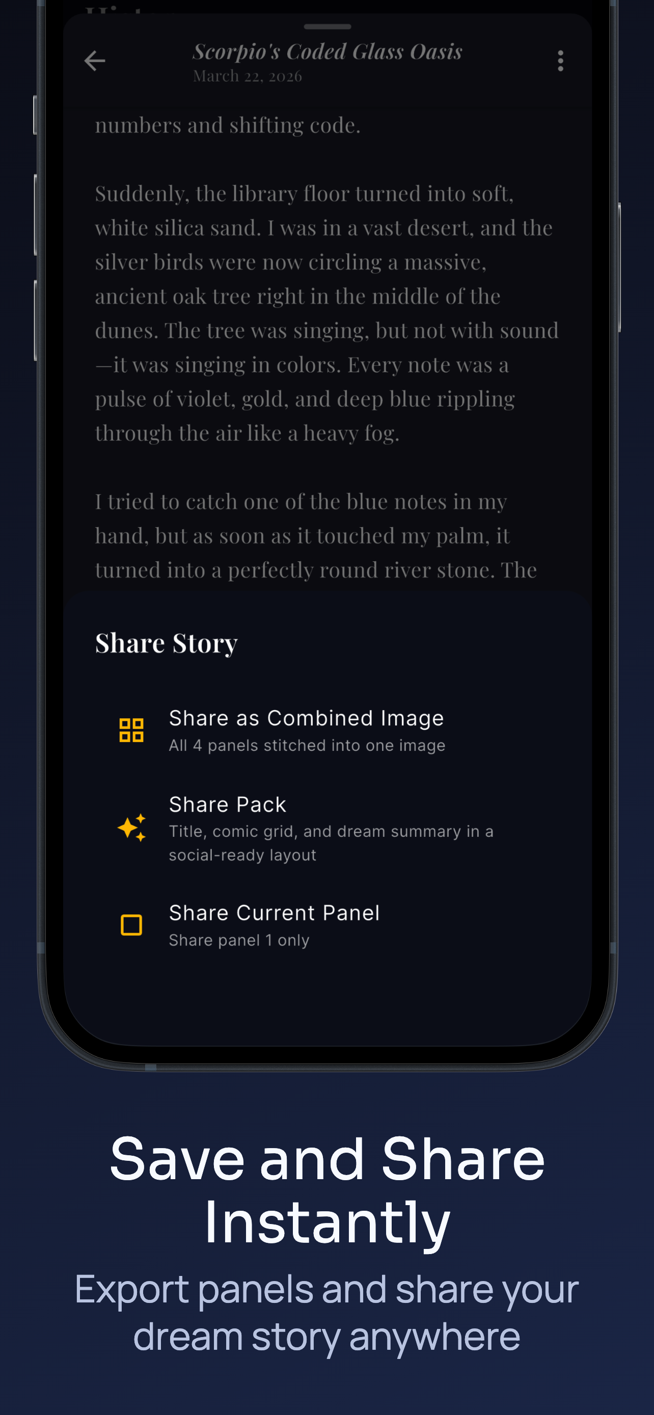 Yula generated comic detail screen